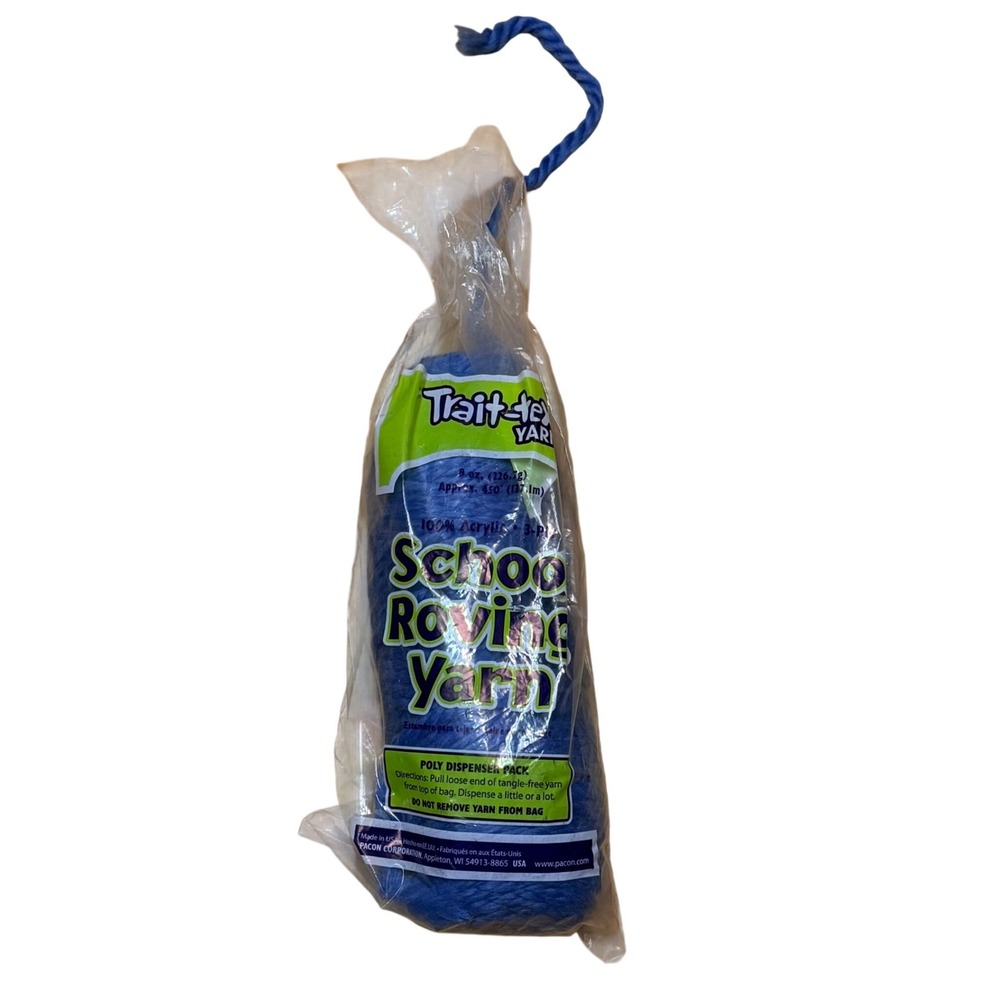Trait-Tex School Roving Yarn - 8 oz, 3-Ply, Dark Blue Craft Thick Yarn Brand New